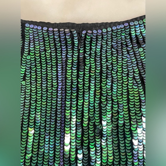 H&M Mermaid Skirt Women 4 Green Whimsigoth Glam Goth Sequin Pencil Rare Scales - Picture 5 of 9